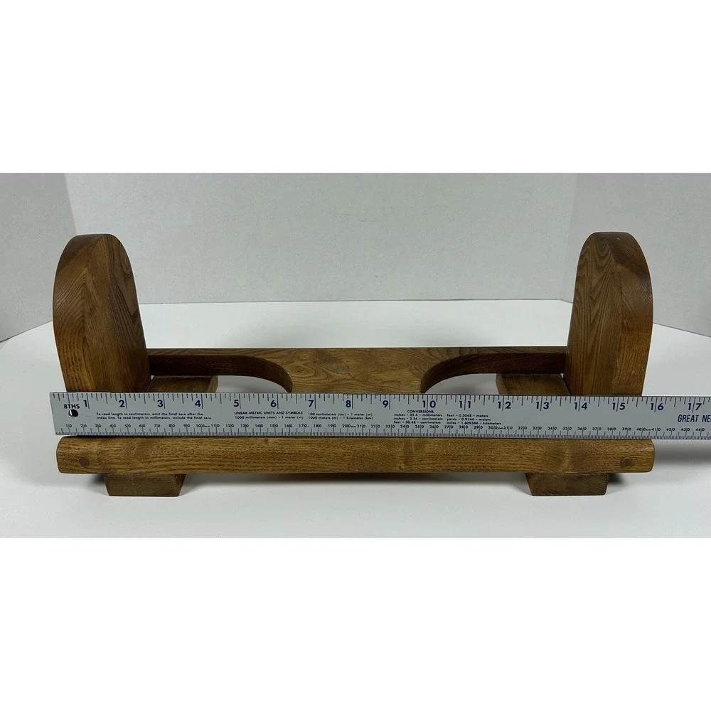 Vintage Wood Handmade Folding Book End Desktop Rack Shelf MCM NICE!